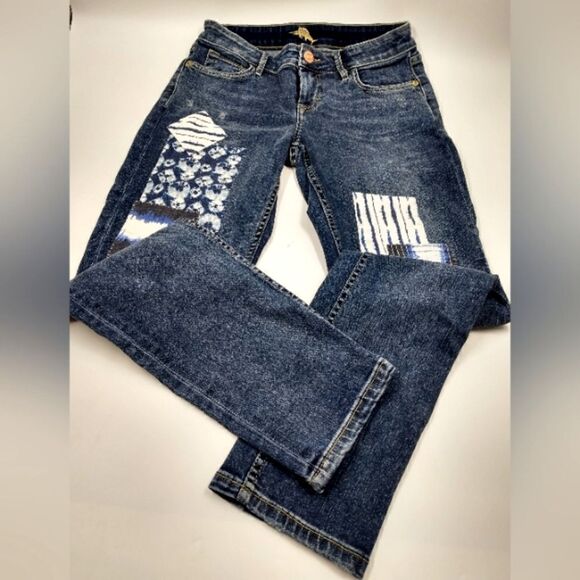 Tommy Bahama Boho Patchwork Vintage Boyfriend Slim Denim Jeans Pants Sz 26 - Picture 4 of 16
